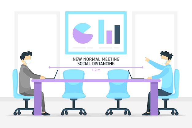 Free Vector social distancing in a meeting