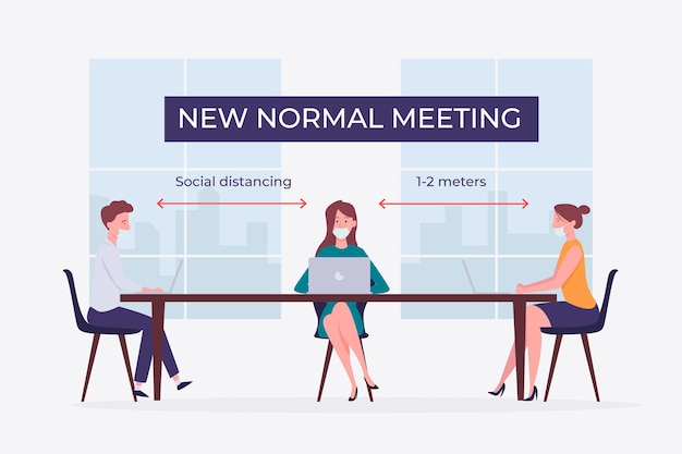 Free Vector social distancing in a meeting