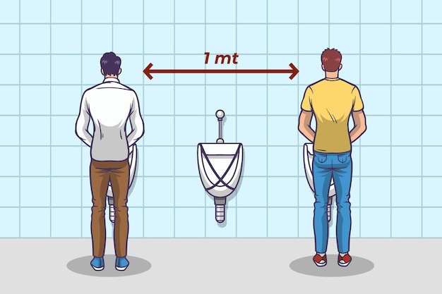 Free Vector social distancing in public toilets