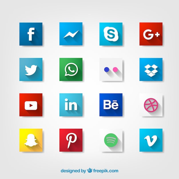 Social Icons with long shadow design