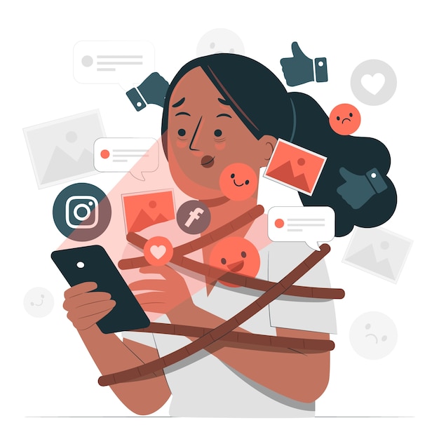 Free Vector social media addiction concept illustration