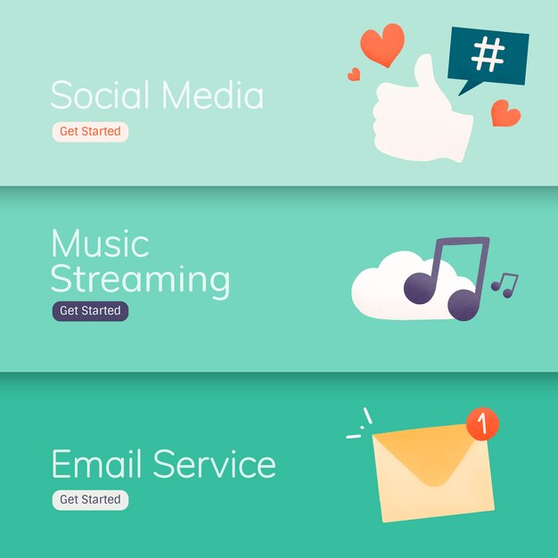 Social media application banner vectors