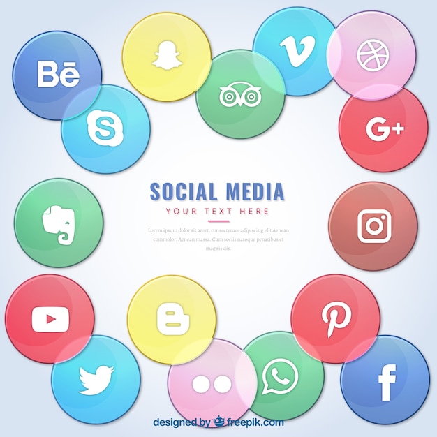 Social media background with colored circles