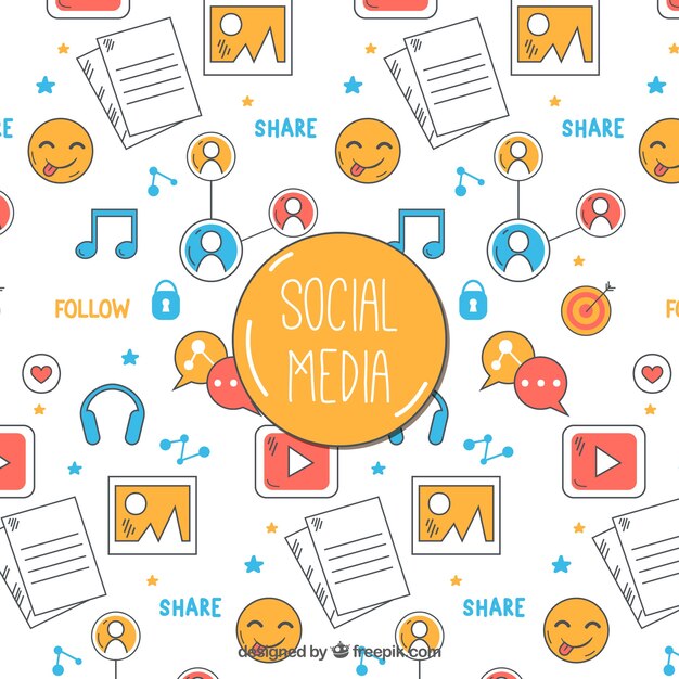 Social media background with icons