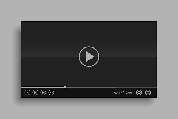 Free Vector social media black video player mockup design