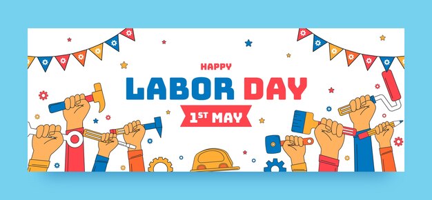 Social media cover template for 1st may labor day celebration