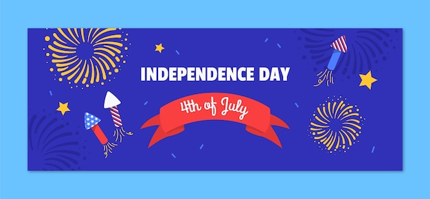 Free vector social media cover template for american 4th of july celebration