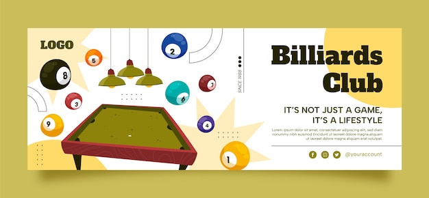 Social media cover template for billiards club and pool game