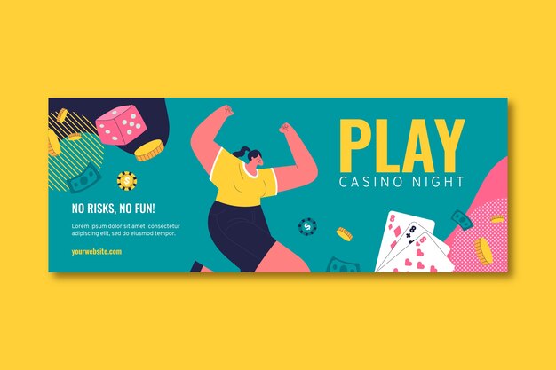 Social media cover template for casino night and gambling