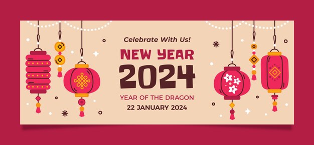 Social media cover template for chinese new year festival