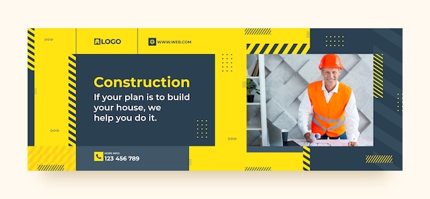 Social media cover template for construction domain