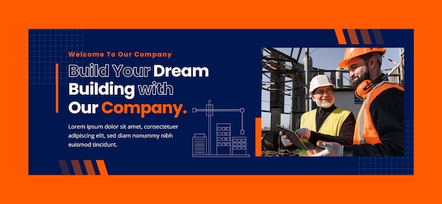 Free Vector social media cover template for construction domain