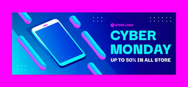 Social media cover template for cyber monday sale