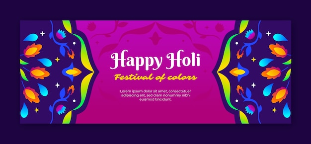 Social media cover template for holi festival celebration