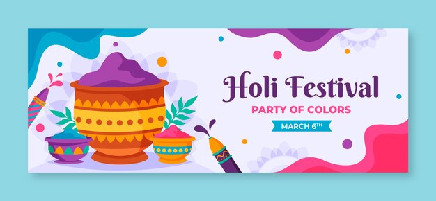 Social media cover template for holi festival celebration