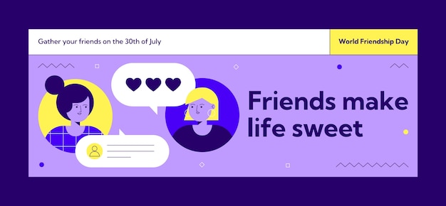 Free Vector social media cover template for international friendship day celebration