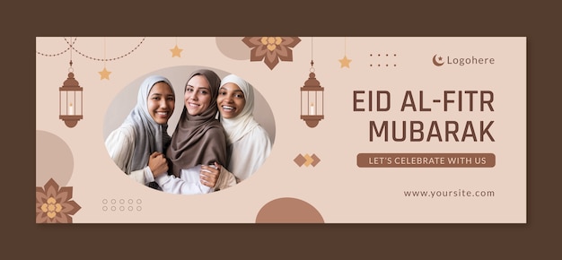 Free Vector social media cover template for islamic eid al-fitr celebration