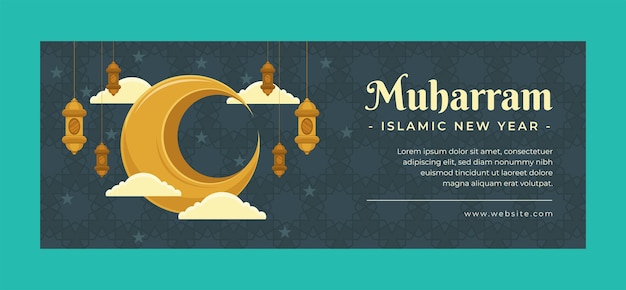 Free Vector social media cover template for islamic new year celebration