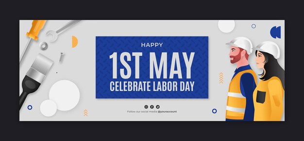 Social media cover template for may 1st labor day celebration