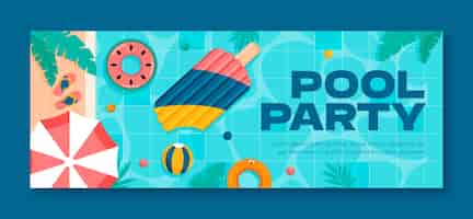 Free vector social media cover template for pool party