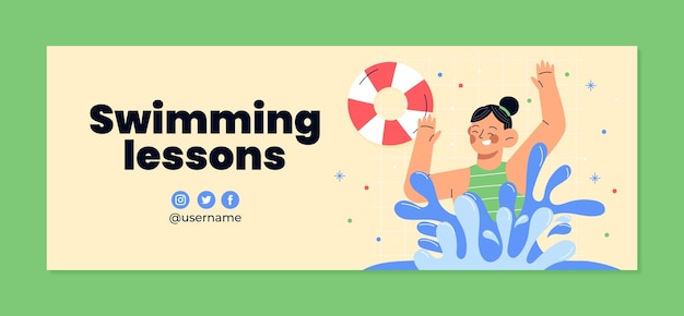 Social media cover template for swimming lessons