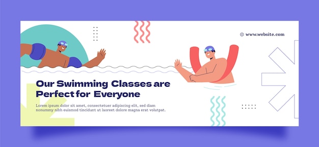 Free Vector social media cover template for swimming lessons