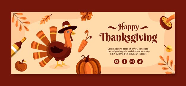 Social media cover template for thanksgiving celebration