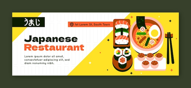 Social media cover template for traditional japanese restaurant