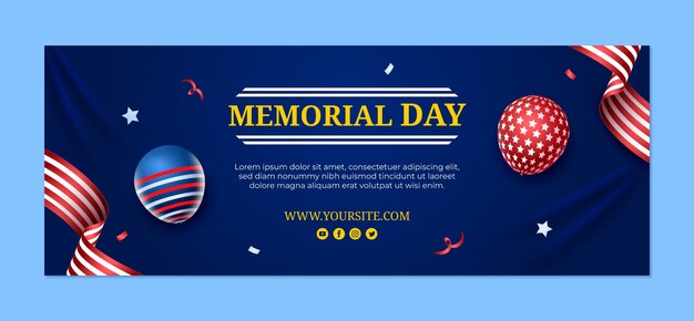 Social media cover template for usa memorial day celebration