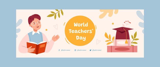 Social media cover template for world teacher's day celebration