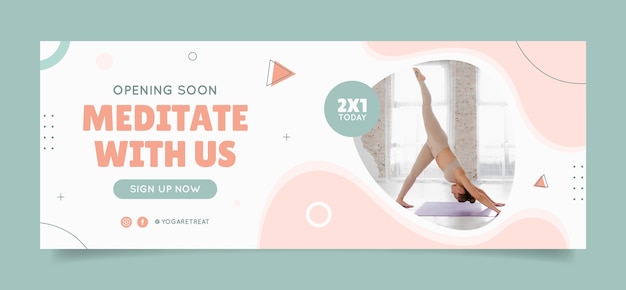 Free Vector social media cover template for yoga retreat and spa