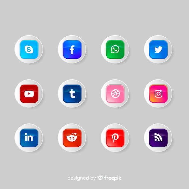 Free Vector social media icon buttons logo collection