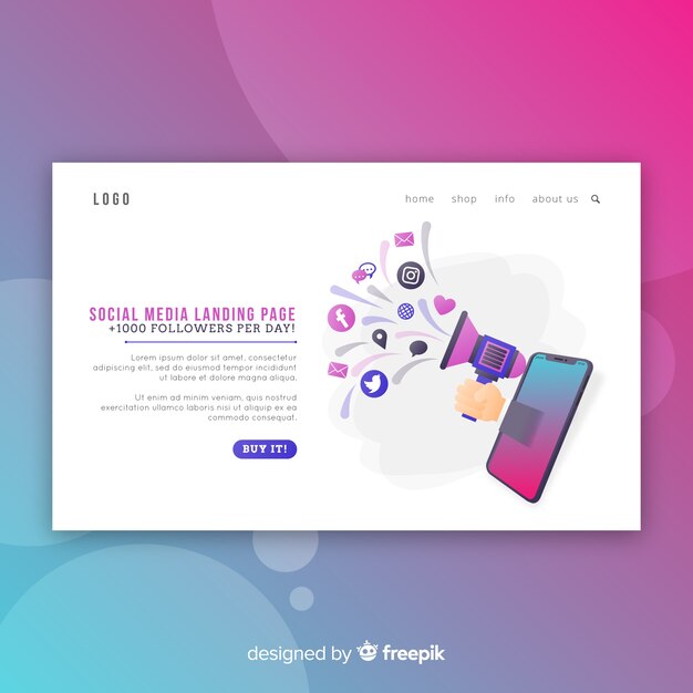 Social media landing page template 