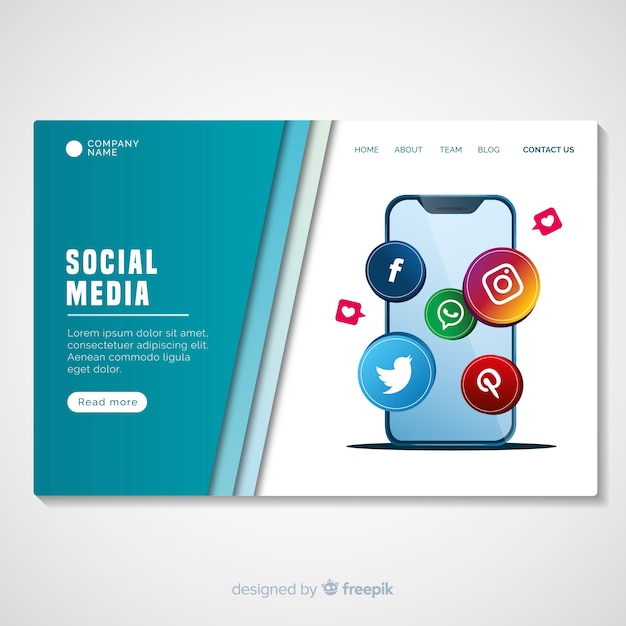 Free Vector social media landing page template 