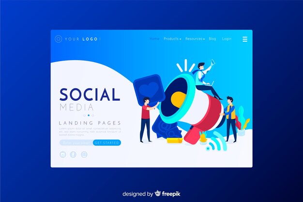 Social media landing page