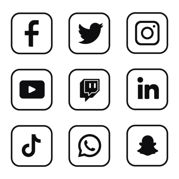 Free vector social media logos black boxes