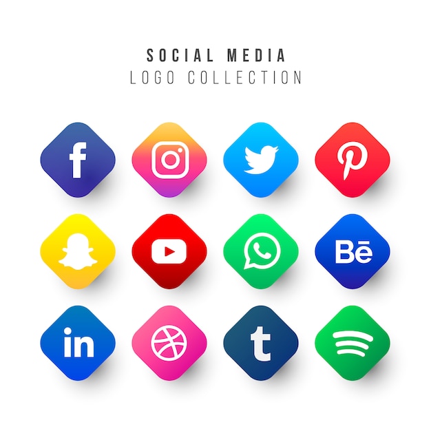 Social Media Logos Collection with geometric shapes