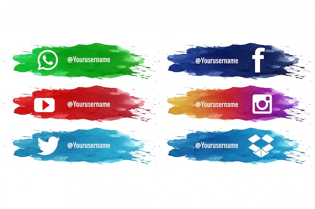 Free Vector social media lower third splash watercolor collection