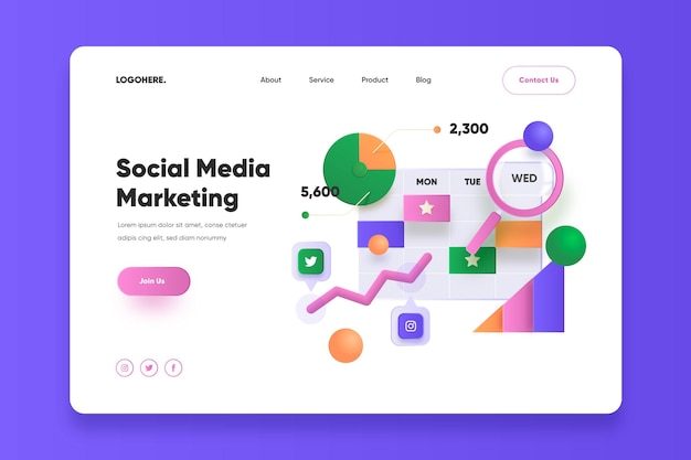 Social media marketing landing page template