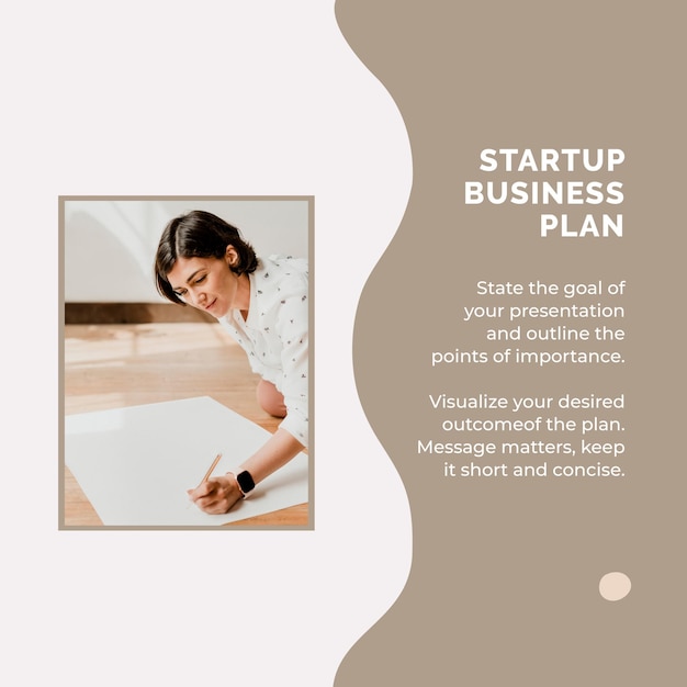 Free Vector social media post template for startup business plan