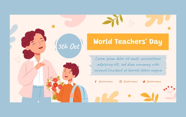 Social media post template for world teacher's day celebration