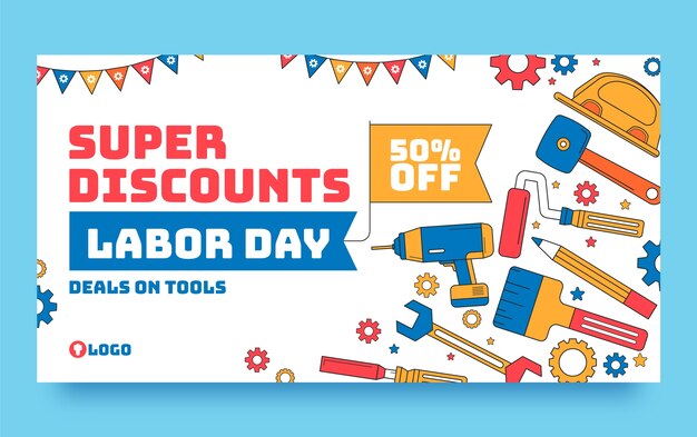 Social media promo template for 1st may labor day celebration