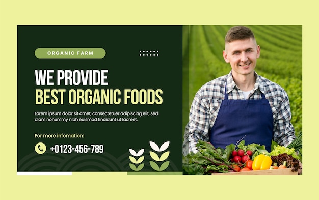 Free Vector social media promo template for agriculture and farming organic food