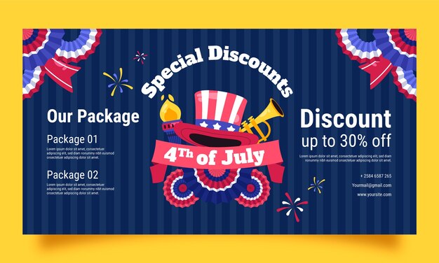 Social media promo template for american 4th of july holiday celebration