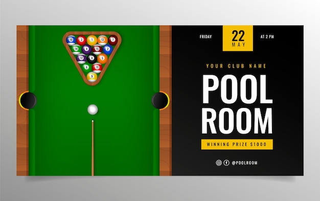 Free Vector social media promo template for billiards club and pool game