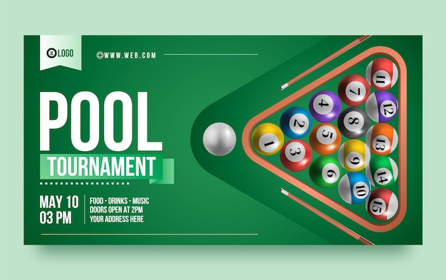 Free Vector social media promo template for billiards club and pool game