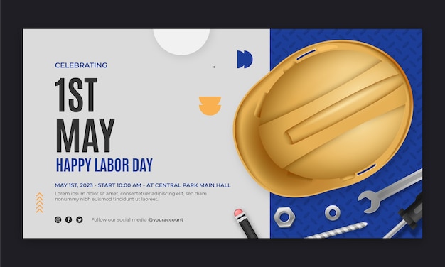 Social media promo template for may 1st labor day celebration