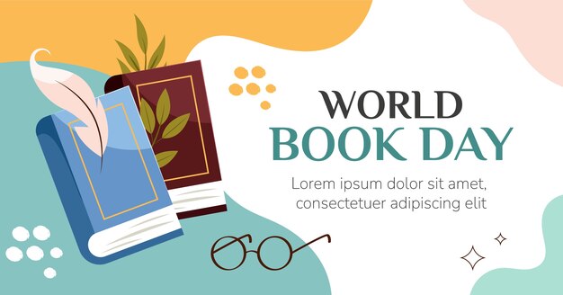 Social media promo template for world book day celebration