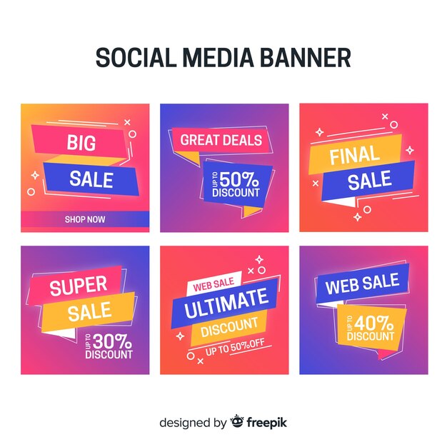 Social media sale banner collection