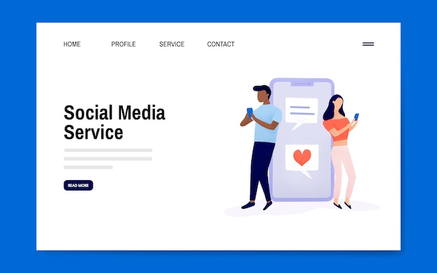 Free Vector social media service landing page layout vector